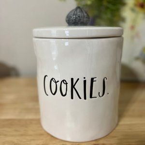 New Rae Dunn Cookies Stoneware Canister with Crown Finial Handle